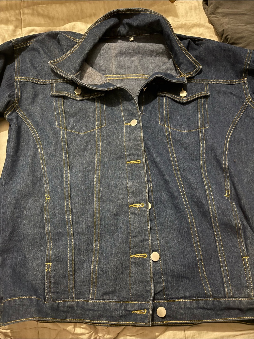 Source Unknown Dark Blue Denim Jacket with Contrast Stitching